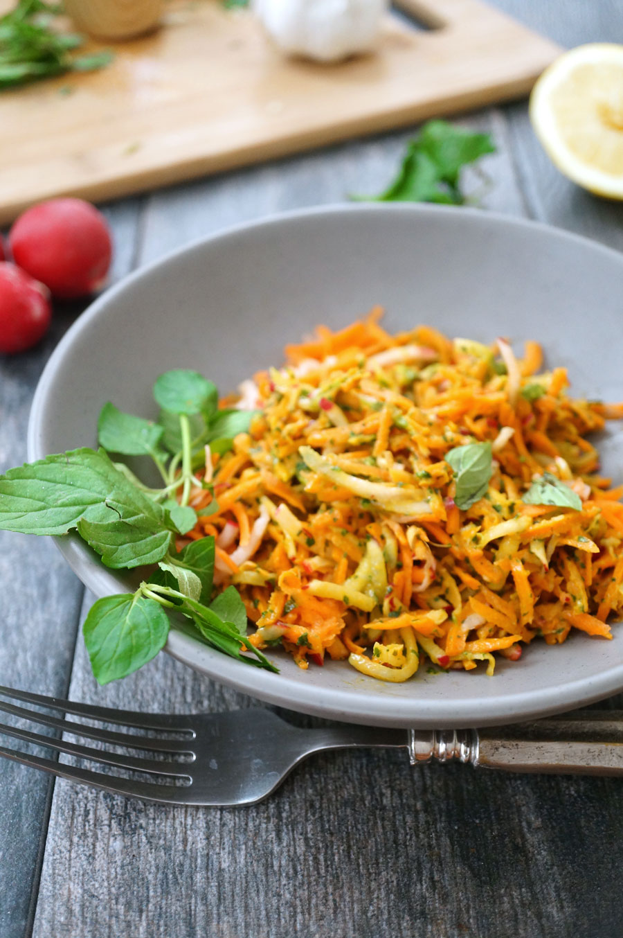 carrot slaw with pesto