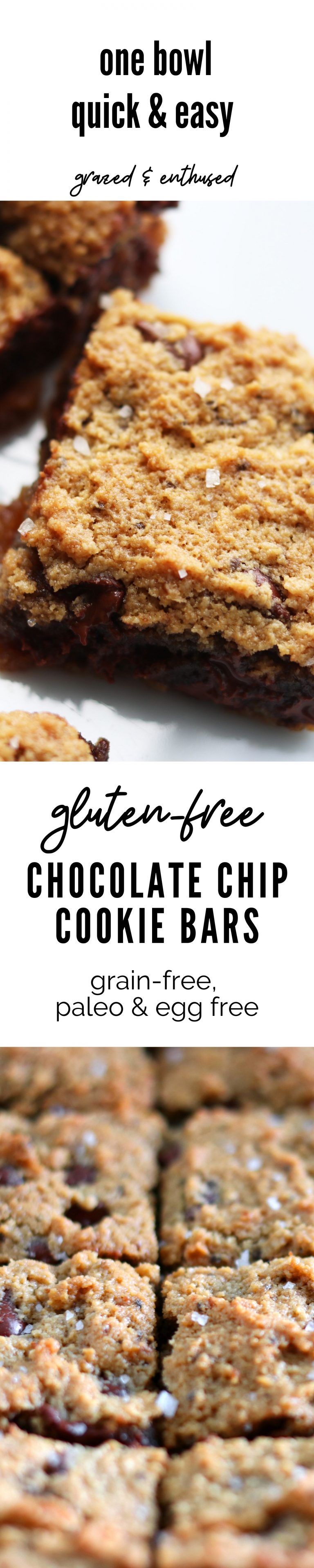 Paleo One-Bowl Chocolate Chip Cookie Bars | Grazed & Enthused