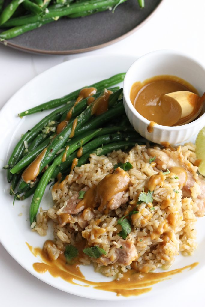 Chicken and Coconut Rice with Satay Sauce