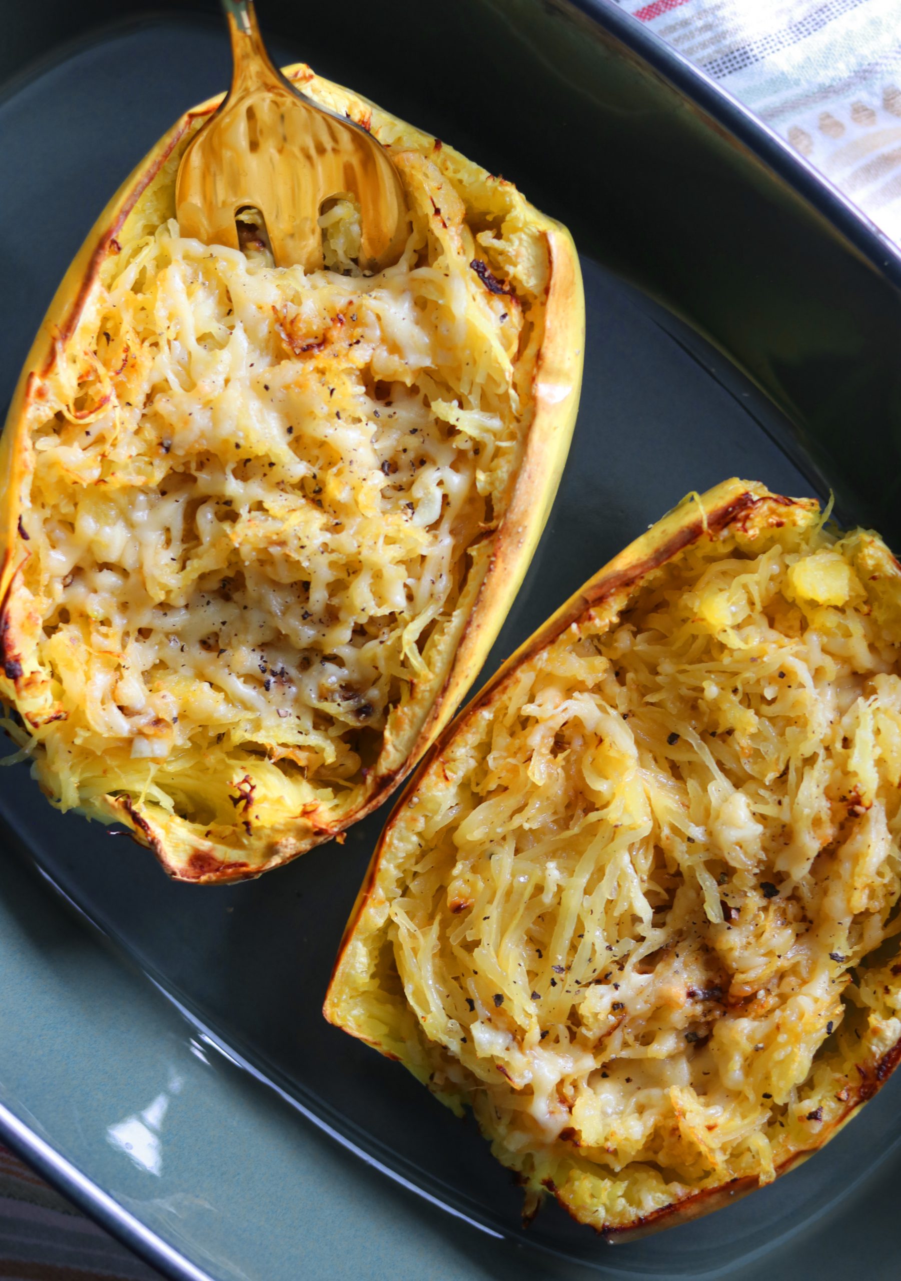 Garlic Parmesan Air Fryer Spaghetti Squash - Whole Lotta Yum