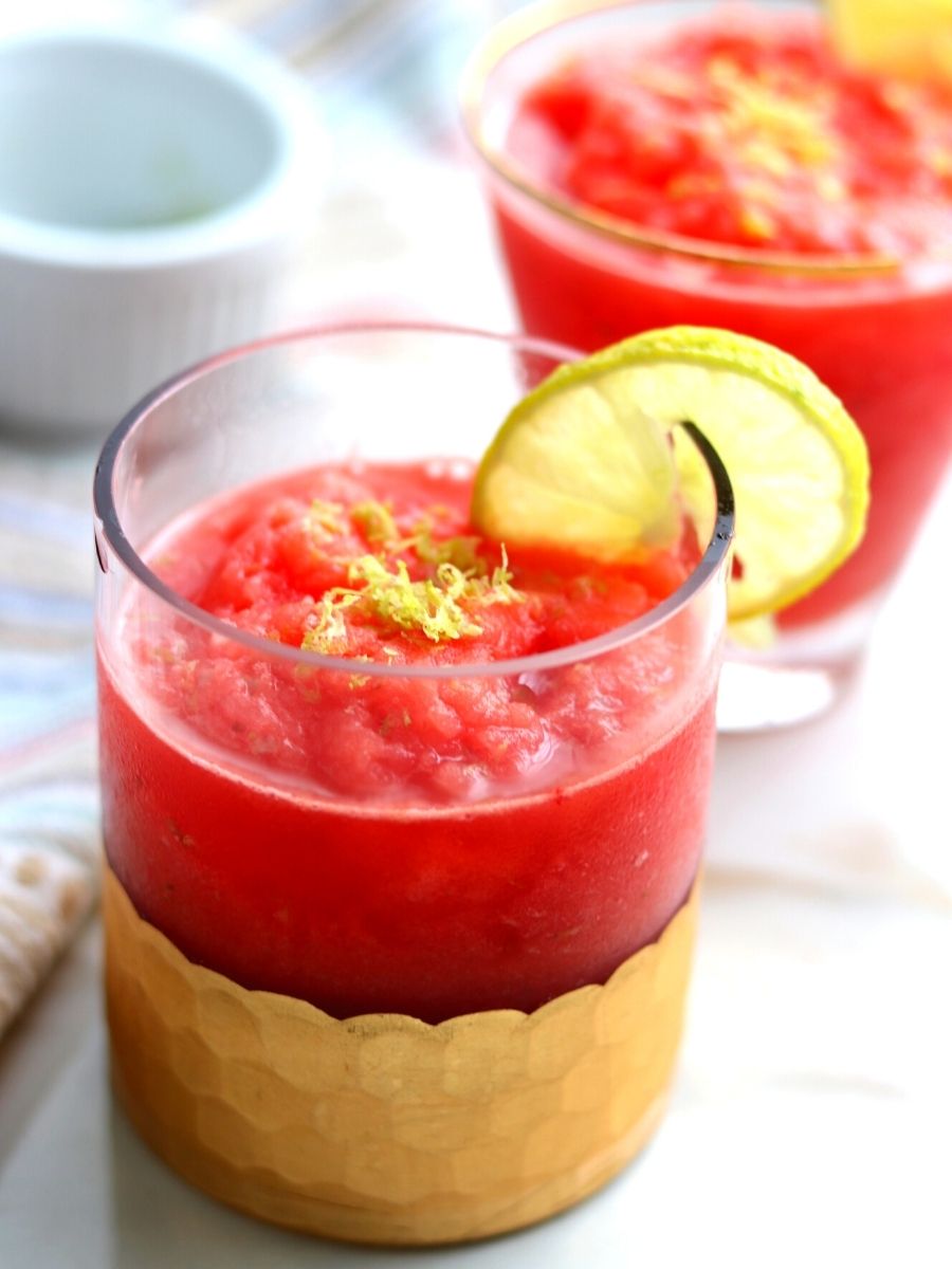 Frozen Watermelon Margarita - Four Ingredients - Grazed & Entuhsed